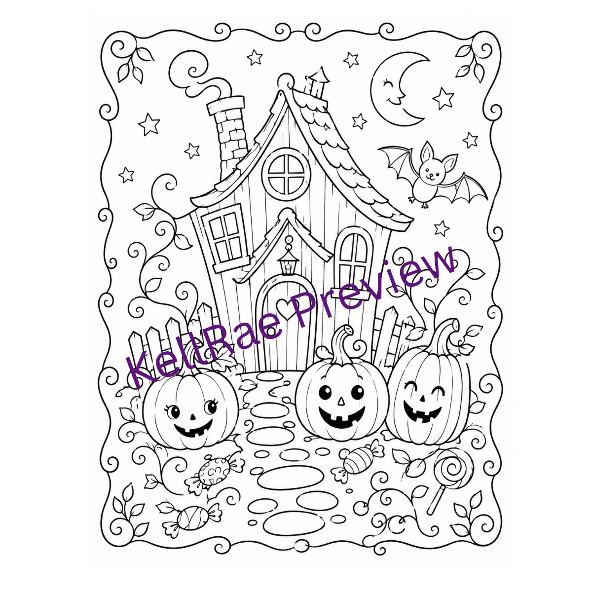 Wonky Halloween Coloring and Ephemera Printable Bundle - Image 11