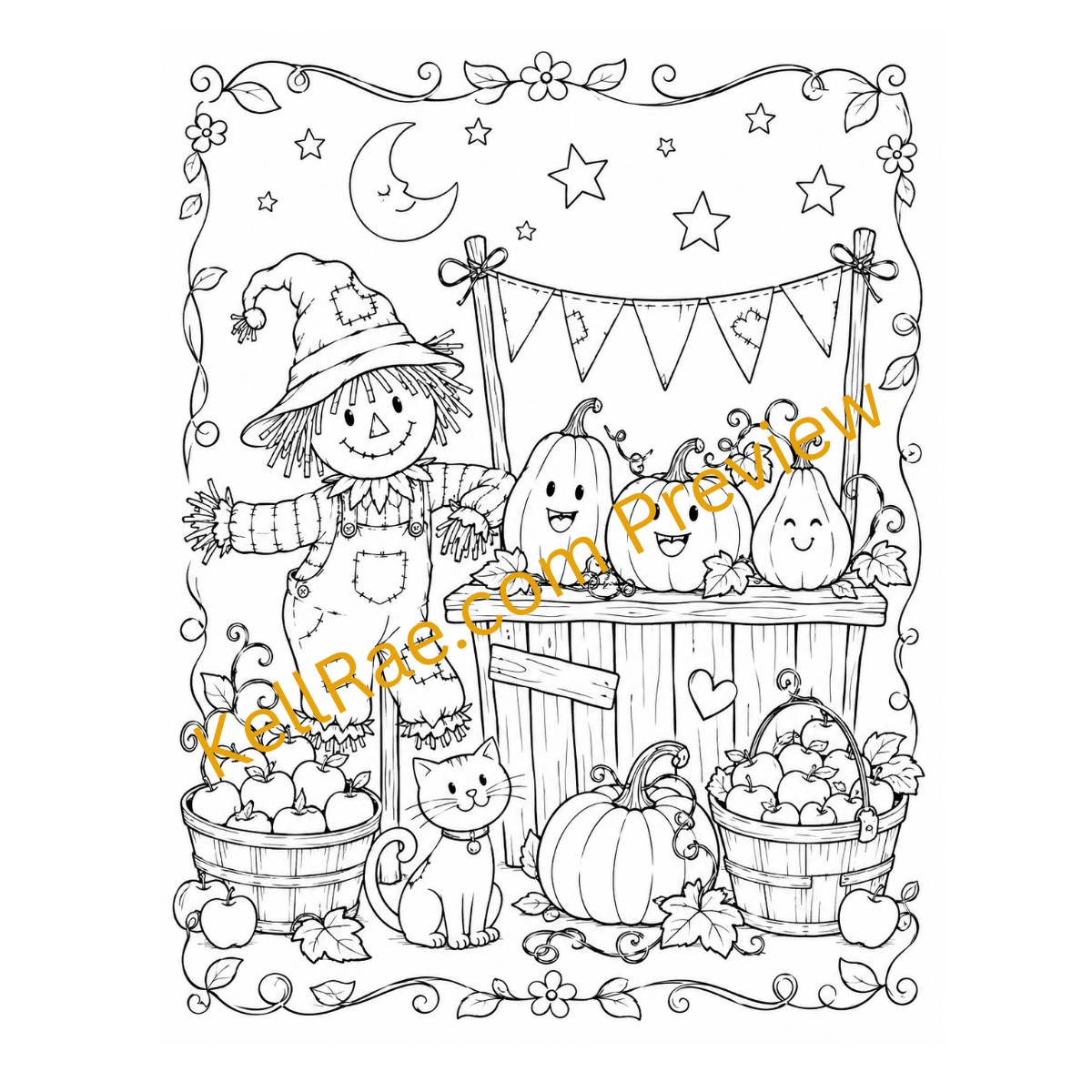 Wonky Halloween Coloring and Ephemera Printable Bundle - Image 10