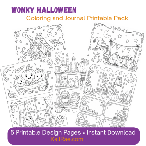Wonky Halloween Coloring and Journal Printable Pack