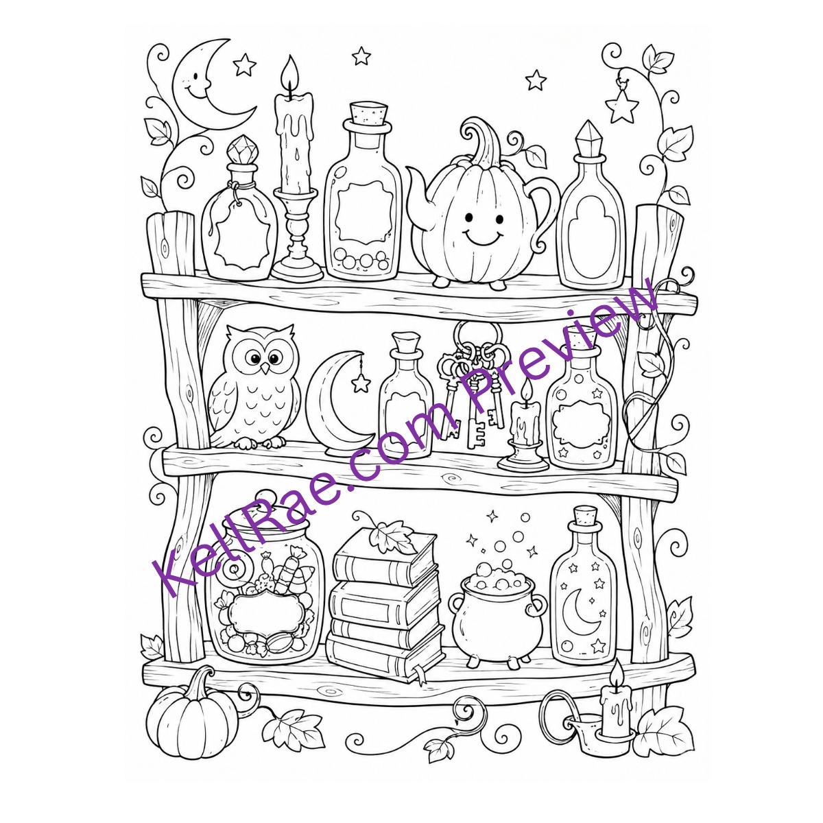 Wonky Halloween Coloring and Ephemera Printable Bundle - Image 9