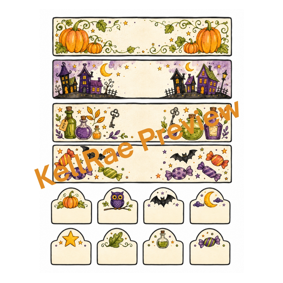 Wonky Halloween Coloring and Ephemera Printable Bundle - Image 4