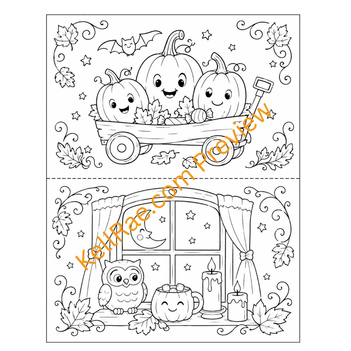 Wonky Halloween Coloring and Ephemera Printable Bundle - Image 8