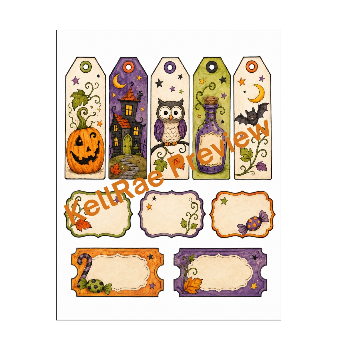 Wonky Halloween Coloring and Ephemera Printable Bundle - Image 6