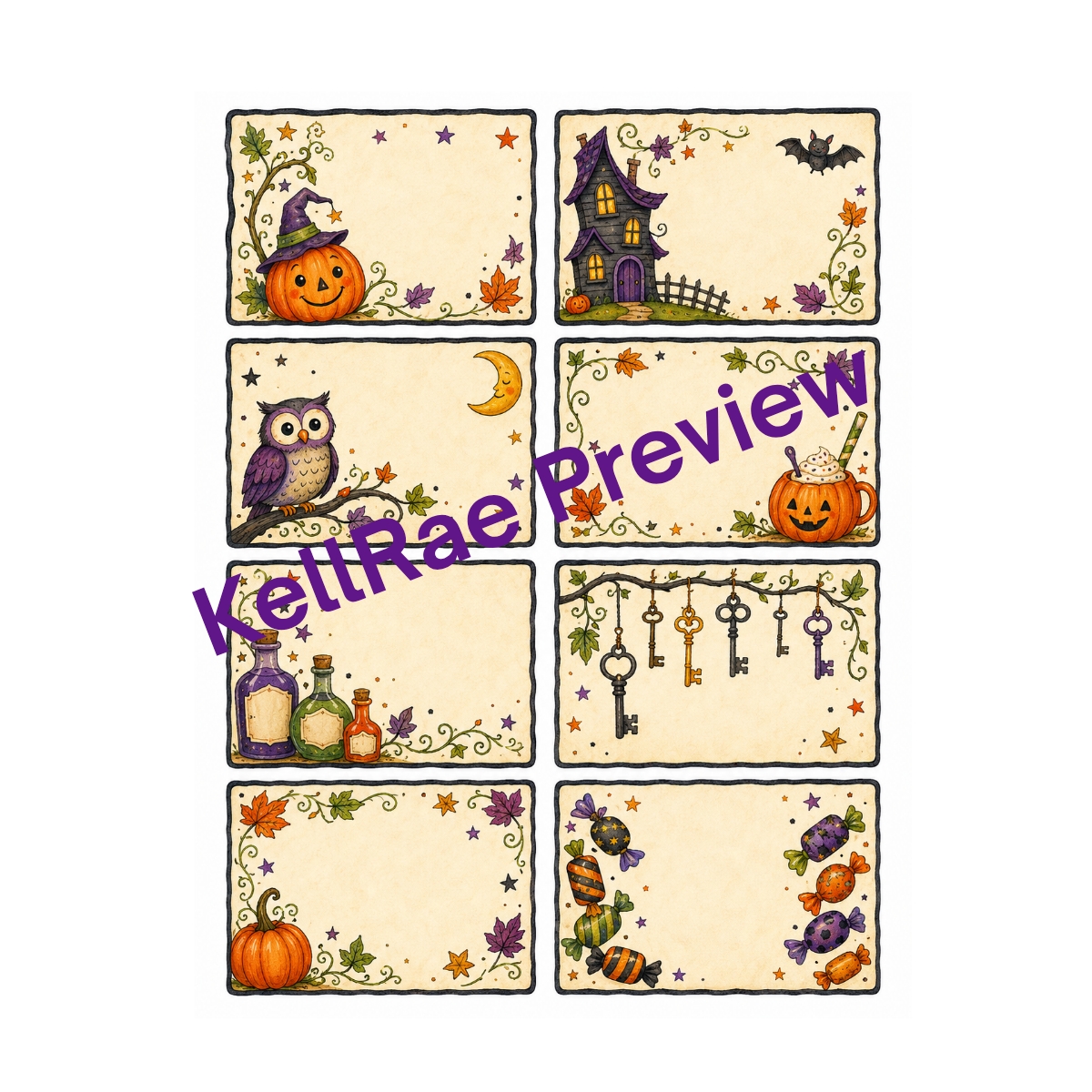 Wonky Halloween Coloring and Ephemera Printable Bundle - Image 5