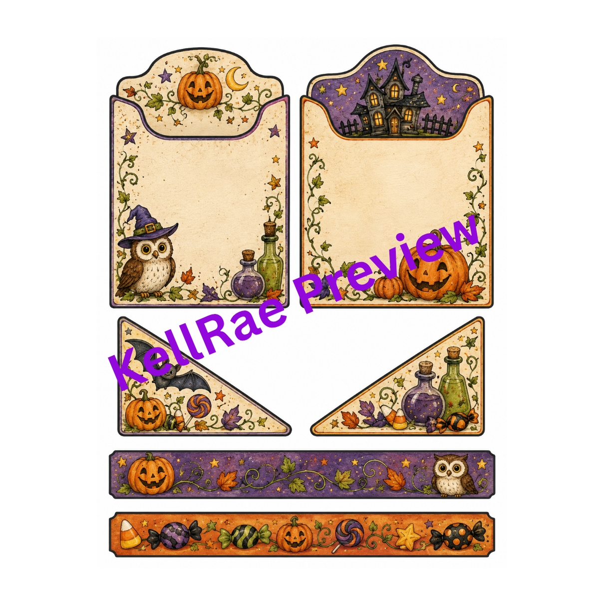 Wonky Halloween Coloring and Ephemera Printable Bundle - Image 3