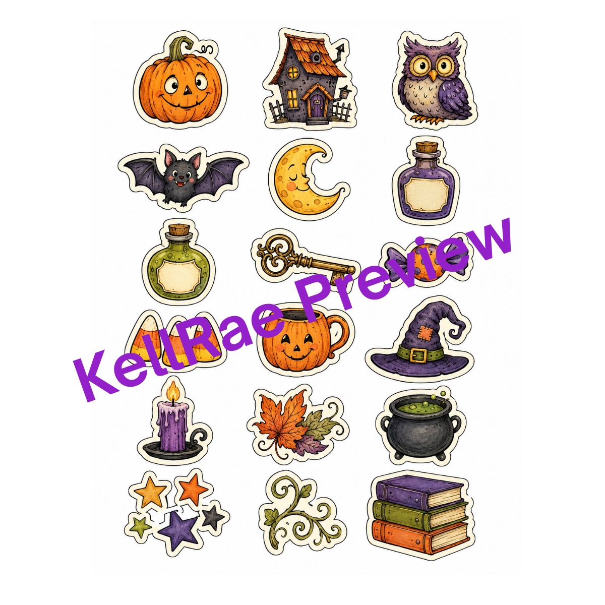 Wonky Halloween Coloring and Ephemera Printable Bundle - Image 2