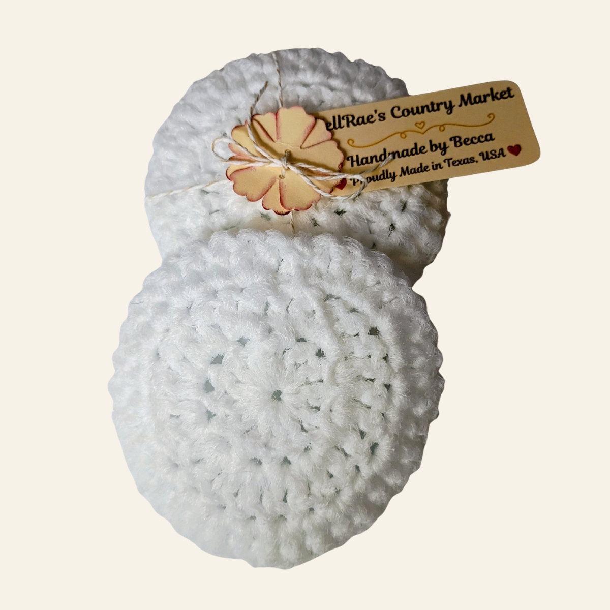 Handmade Kitchen Scrubbies – Set of 2 | White Crochet Dish Scrubbers