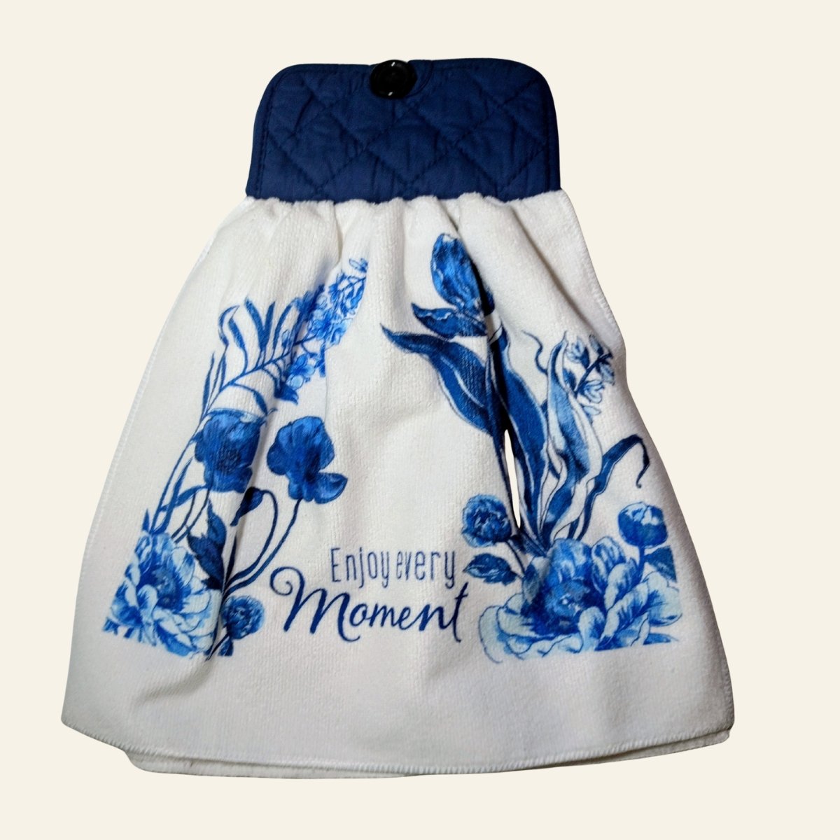 Blue Floral Oven Door Apron and Scrubbie Set | Hanging Kitchen Towel - Image 3