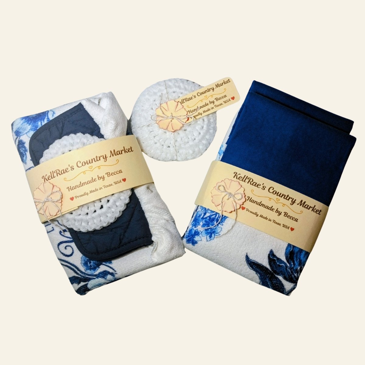 Blue Floral Kitchen Boa | Kitchen Towel Scarf - Image 6