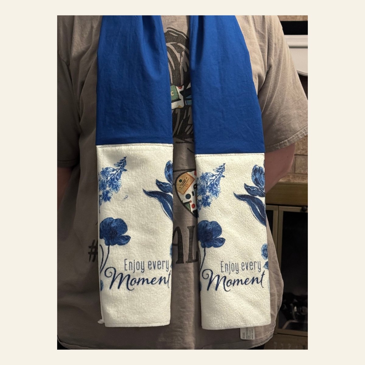 Blue Floral Kitchen Boa | Kitchen Towel Scarf - Image 4