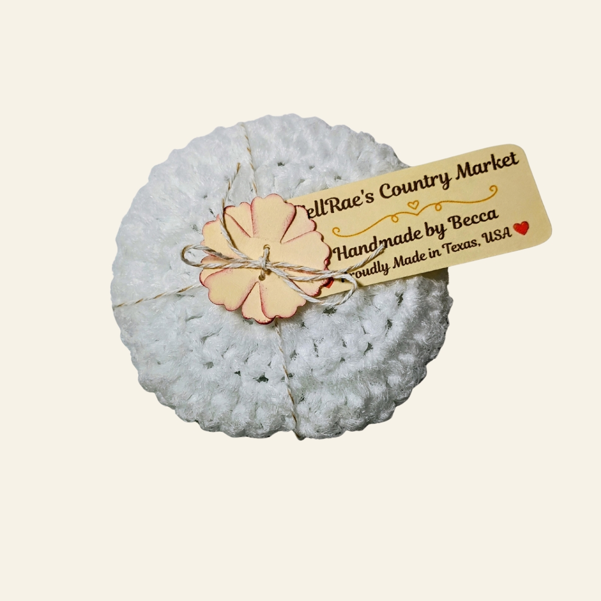 Handmade Kitchen Scrubbies – Set of 2 | White Crochet Dish Scrubbers - Image 2